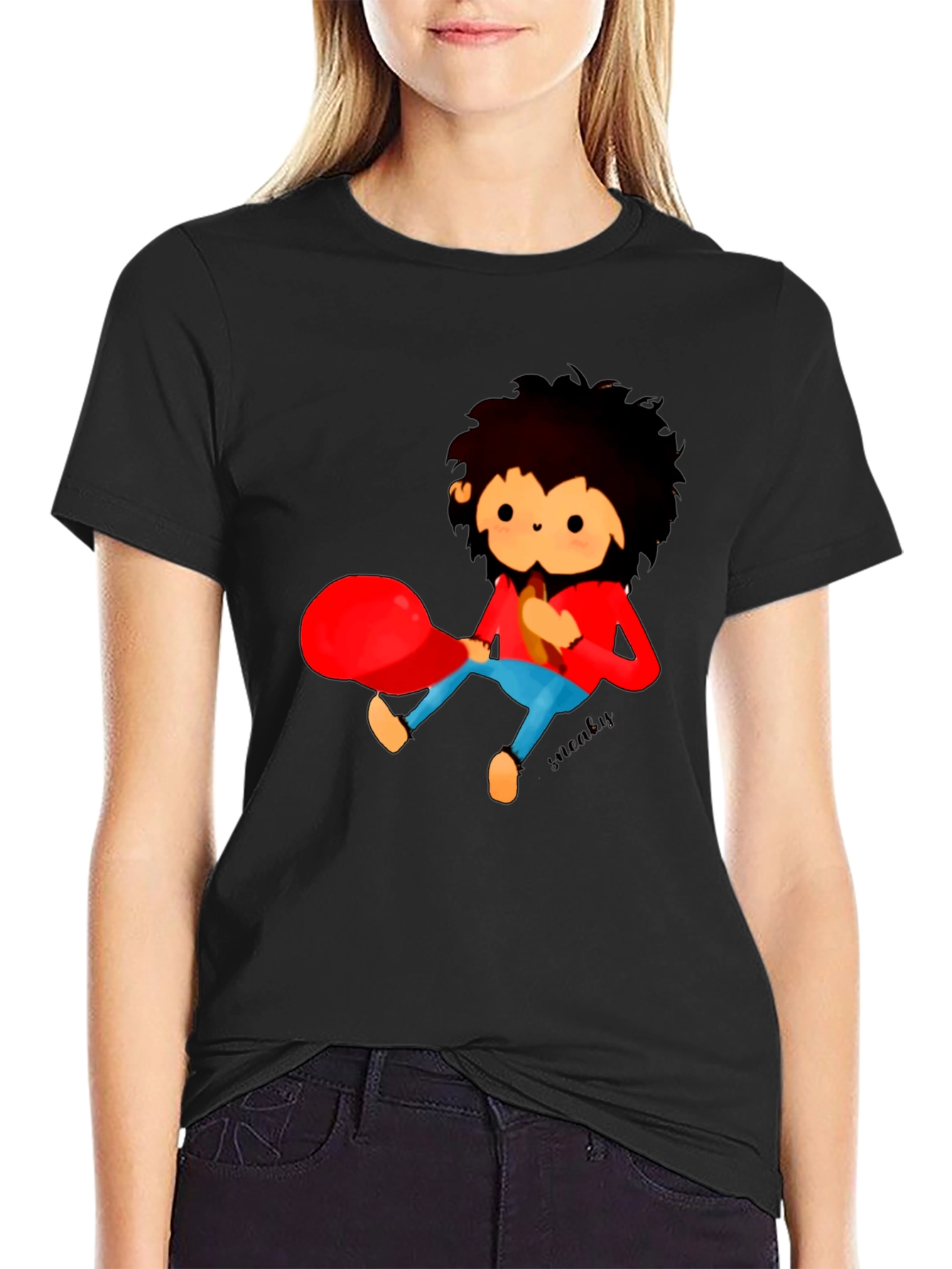Cartoon Character Graphic Black T-Shirt