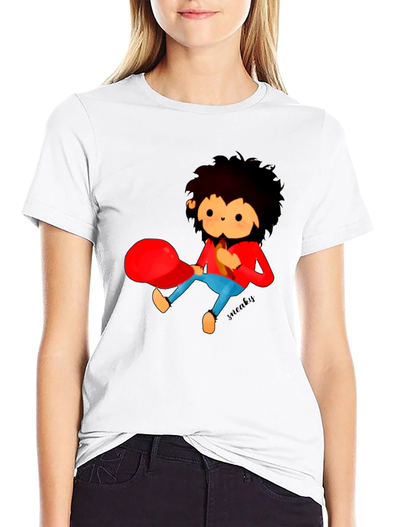 Cartoon Character Graphic Black T-Shirt