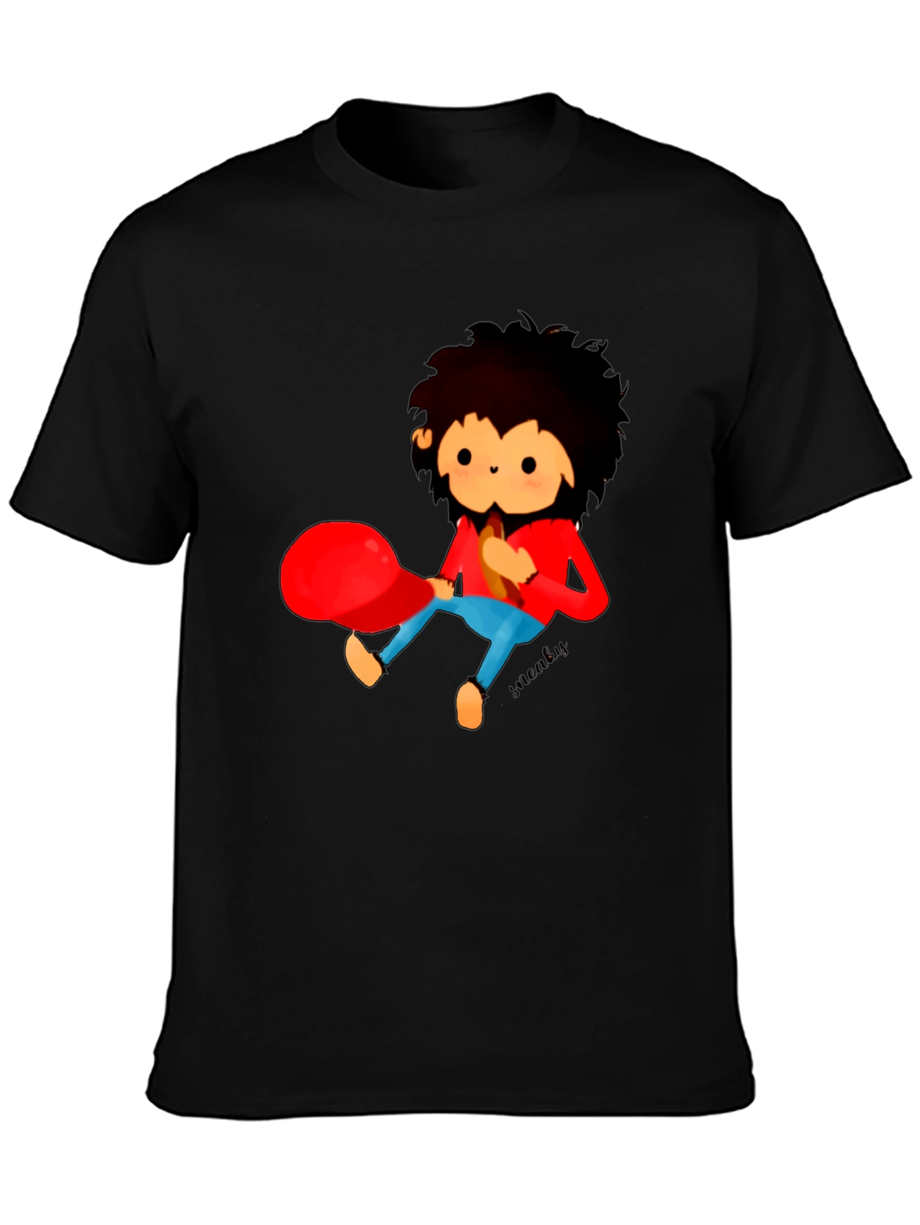 Cartoon Character Graphic Black T-Shirt
