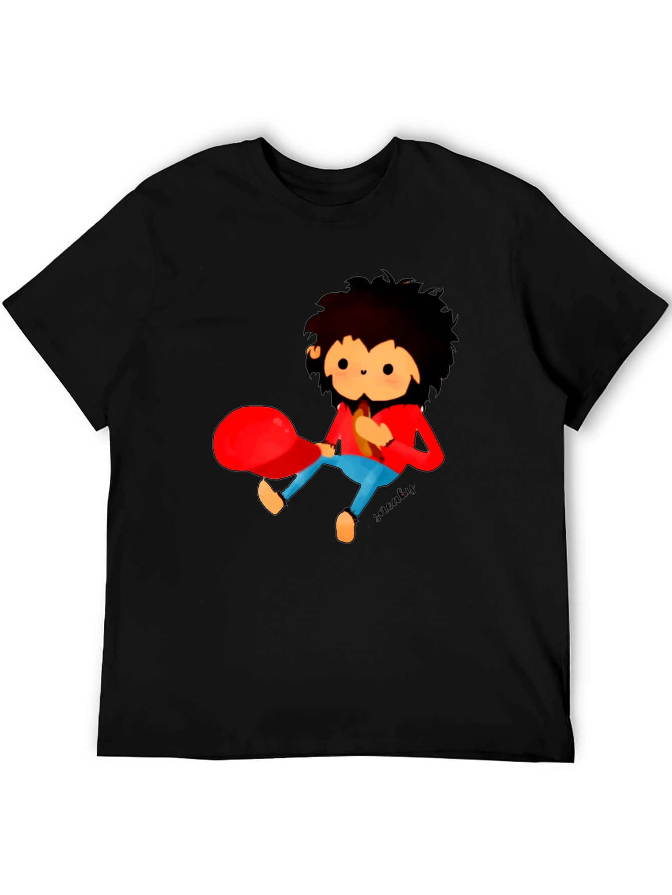 Cartoon Character Graphic Black T-Shirt