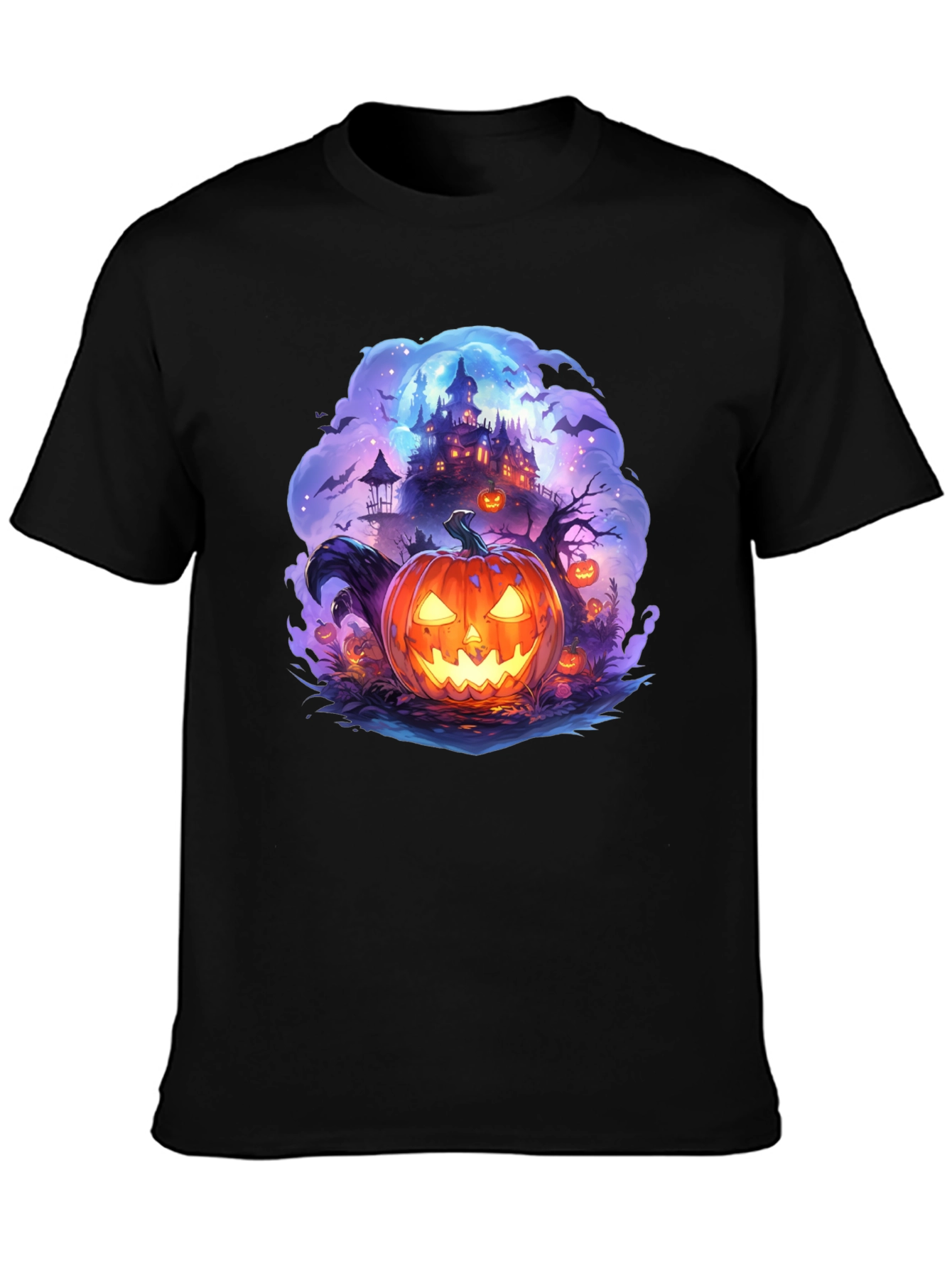 Halloween Pumpkin Castle Graphic T-Shirt