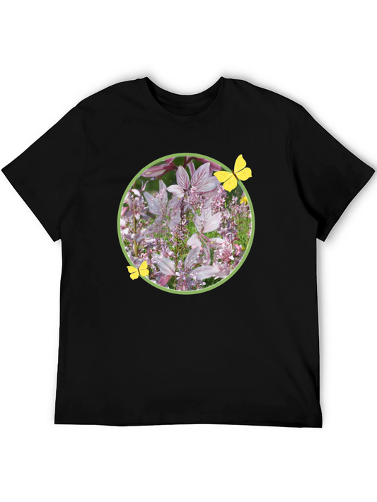 Floral Butterfly Graphic Tee - Stylish Black T-Shirt