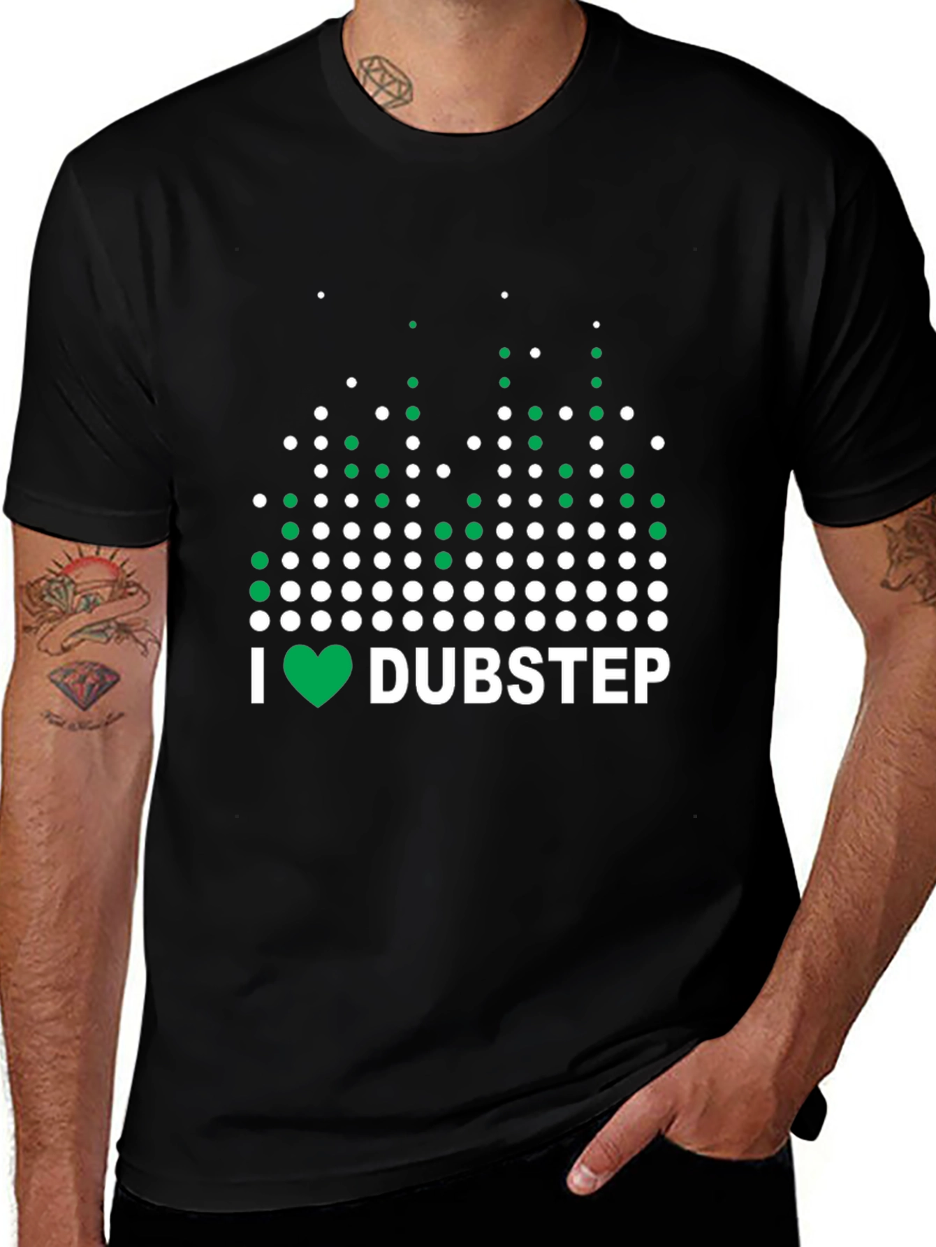 I Love Dubstep Music Graphic Tee - Black