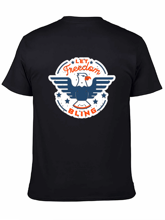 Freedom Bling Graphic Tee - Patriotic USA Eagle Design