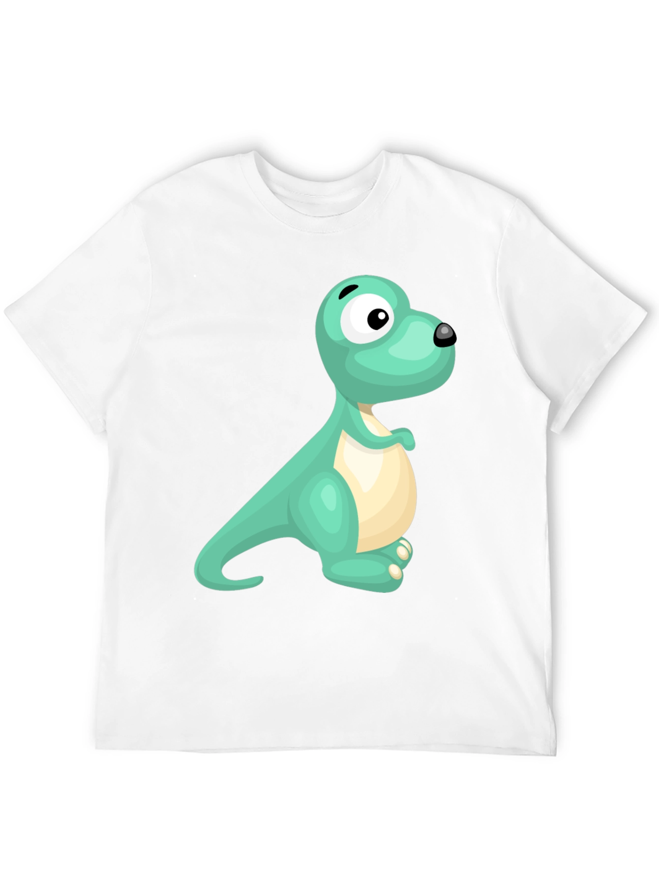 Cute Cartoon Dinosaur Graphic Tee - Black