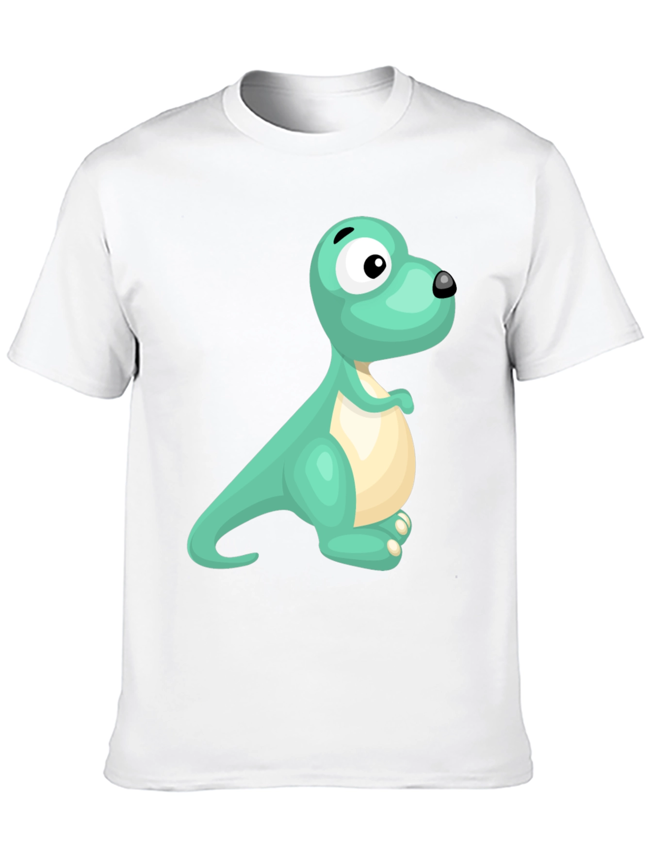 Cute Cartoon Dinosaur Graphic Tee - Black
