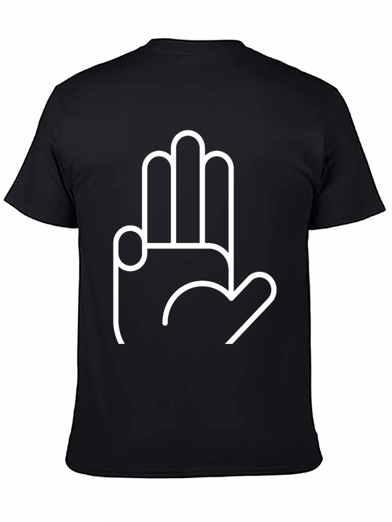 Black T-Shirt with Hand Love Gesture Graphic