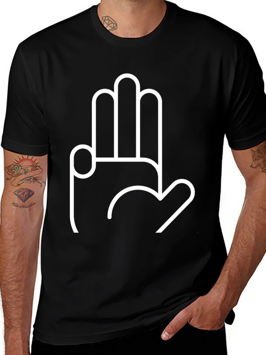 Black T-Shirt with Hand Love Gesture Graphic