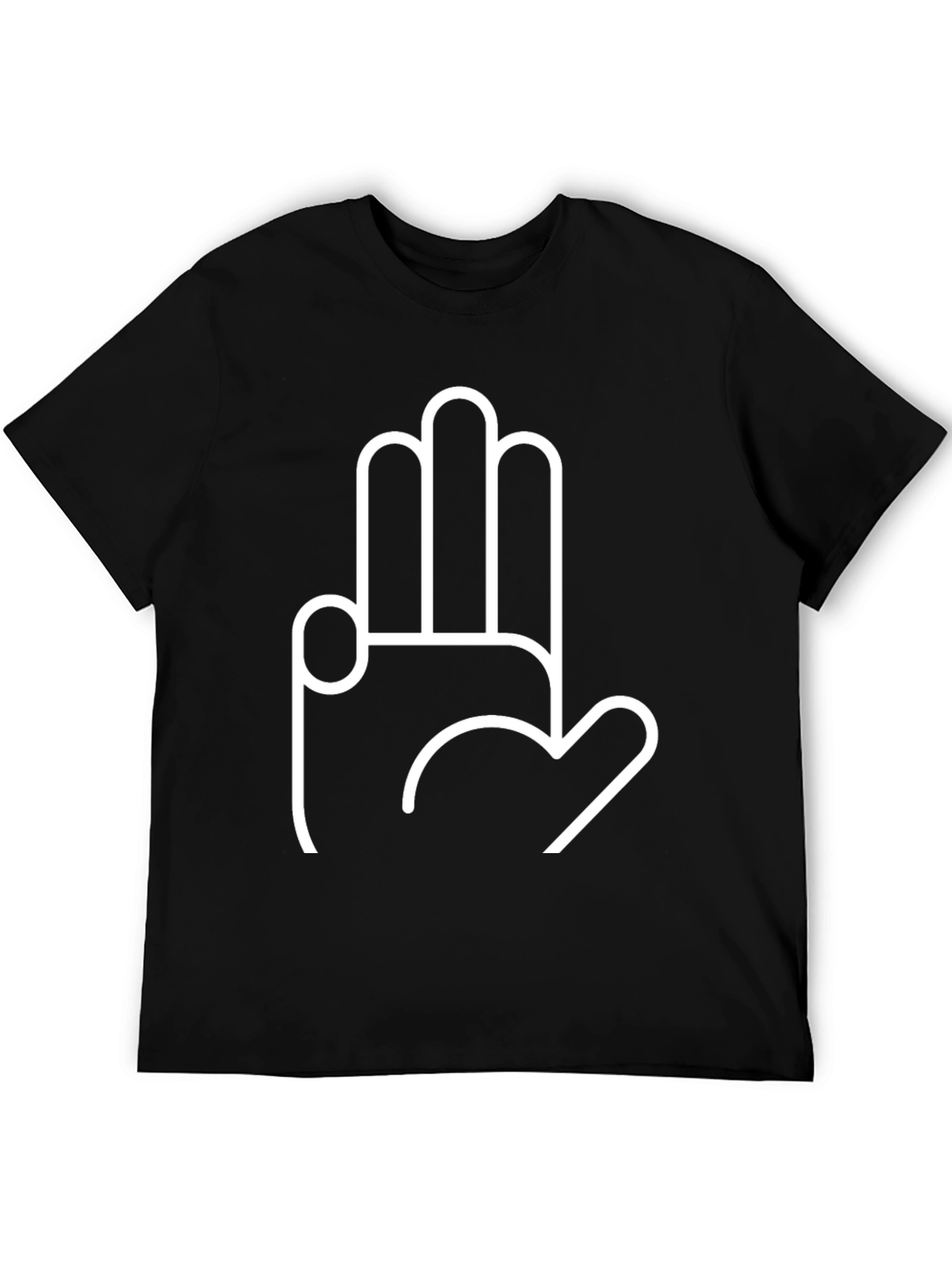 Black T-Shirt with Hand Love Gesture Graphic