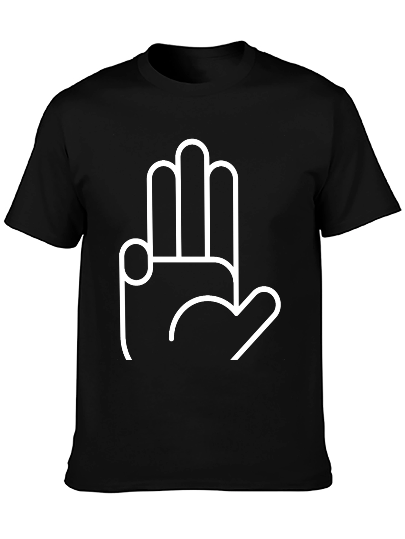 Black T-Shirt with Hand Love Gesture Graphic