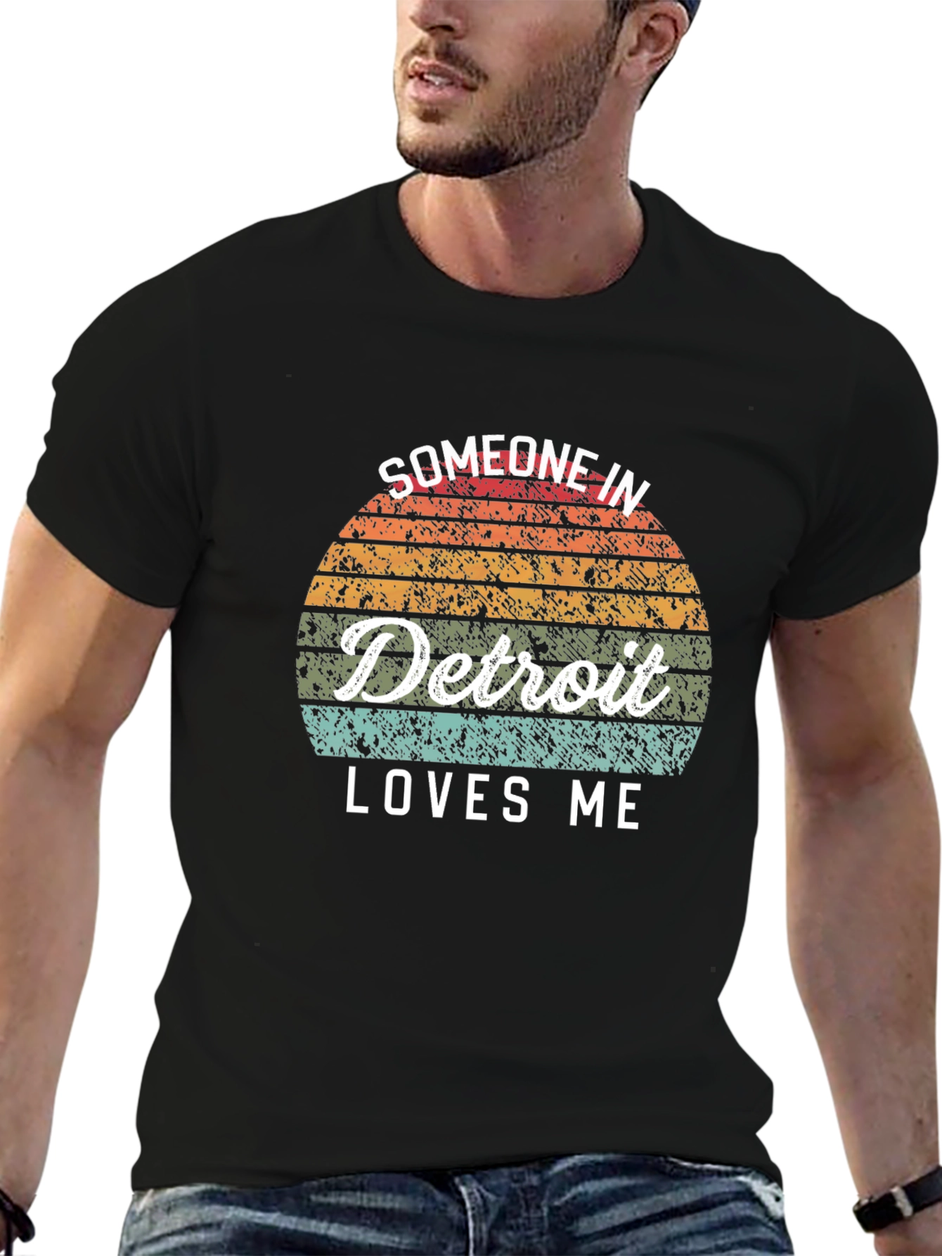Someone in Detroit Loves Me Black T-Shirt
