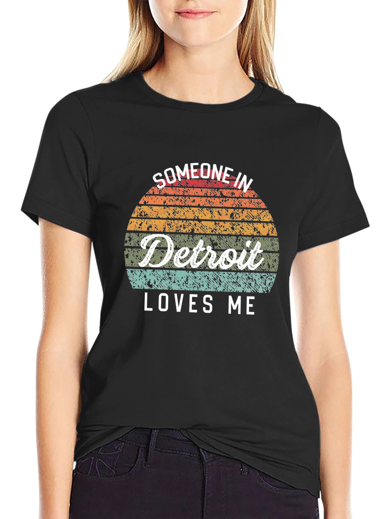 Someone in Detroit Loves Me Black T-Shirt
