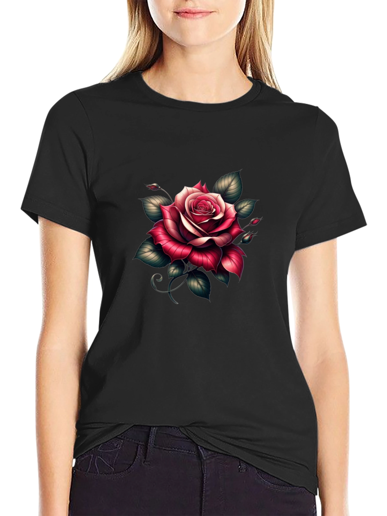 Rose Graphic Black T-Shirt - Floral Tee