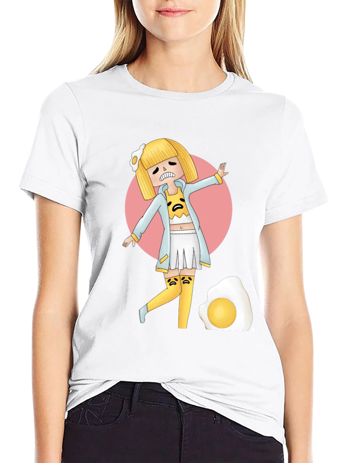 Gudetama Egg Girl Black T-Shirt