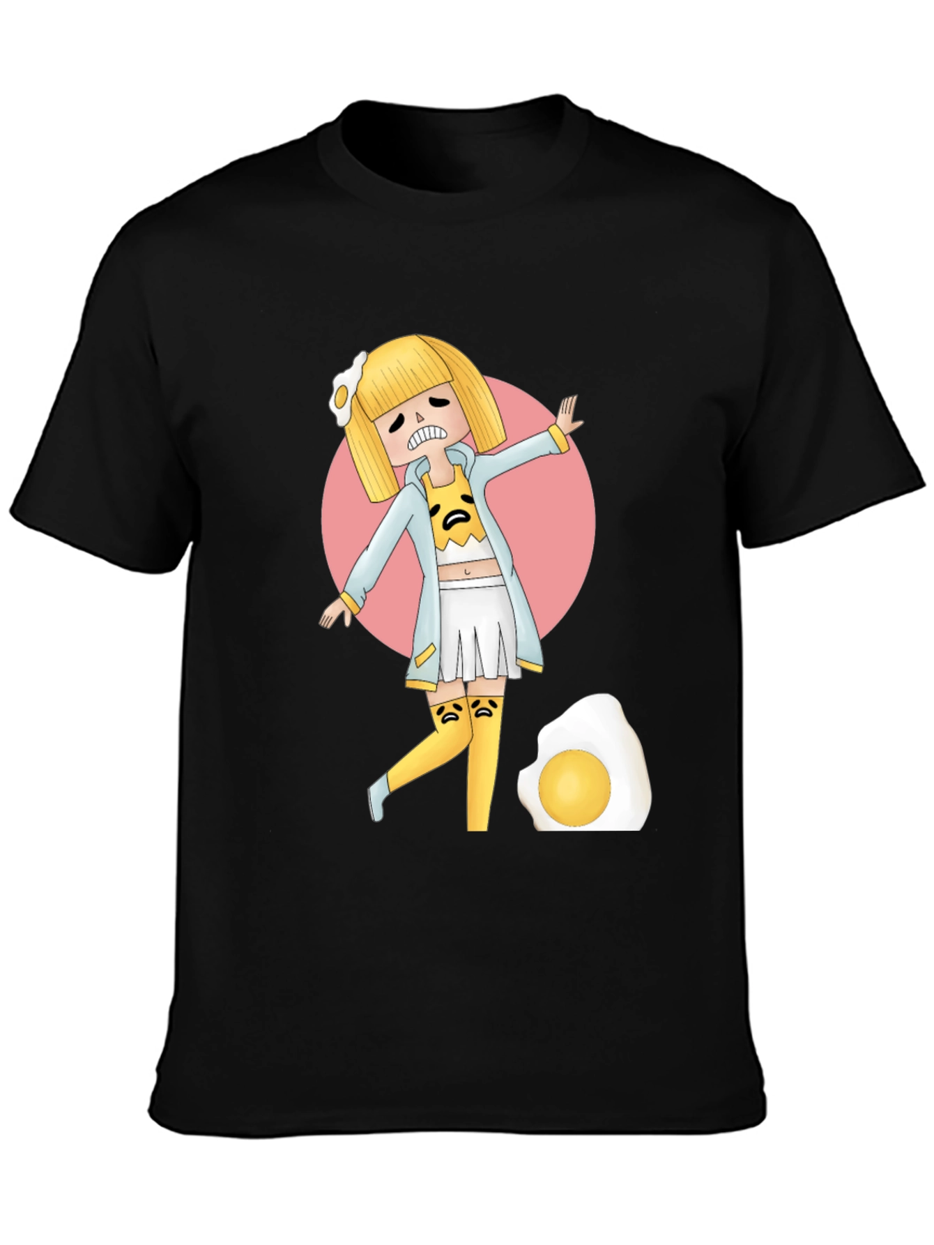 Gudetama Egg Girl Black T-Shirt