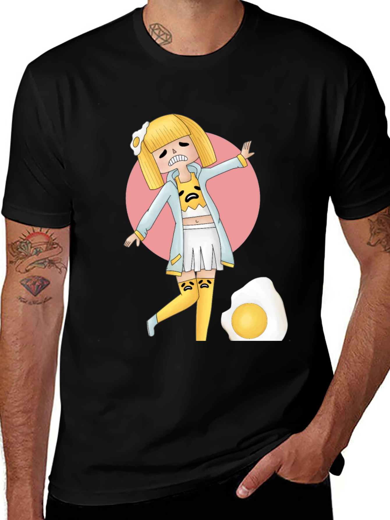 Gudetama Egg Girl Black T-Shirt