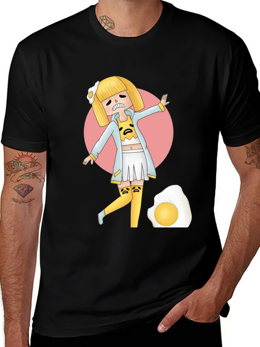 Gudetama Egg Girl Black T-Shirt