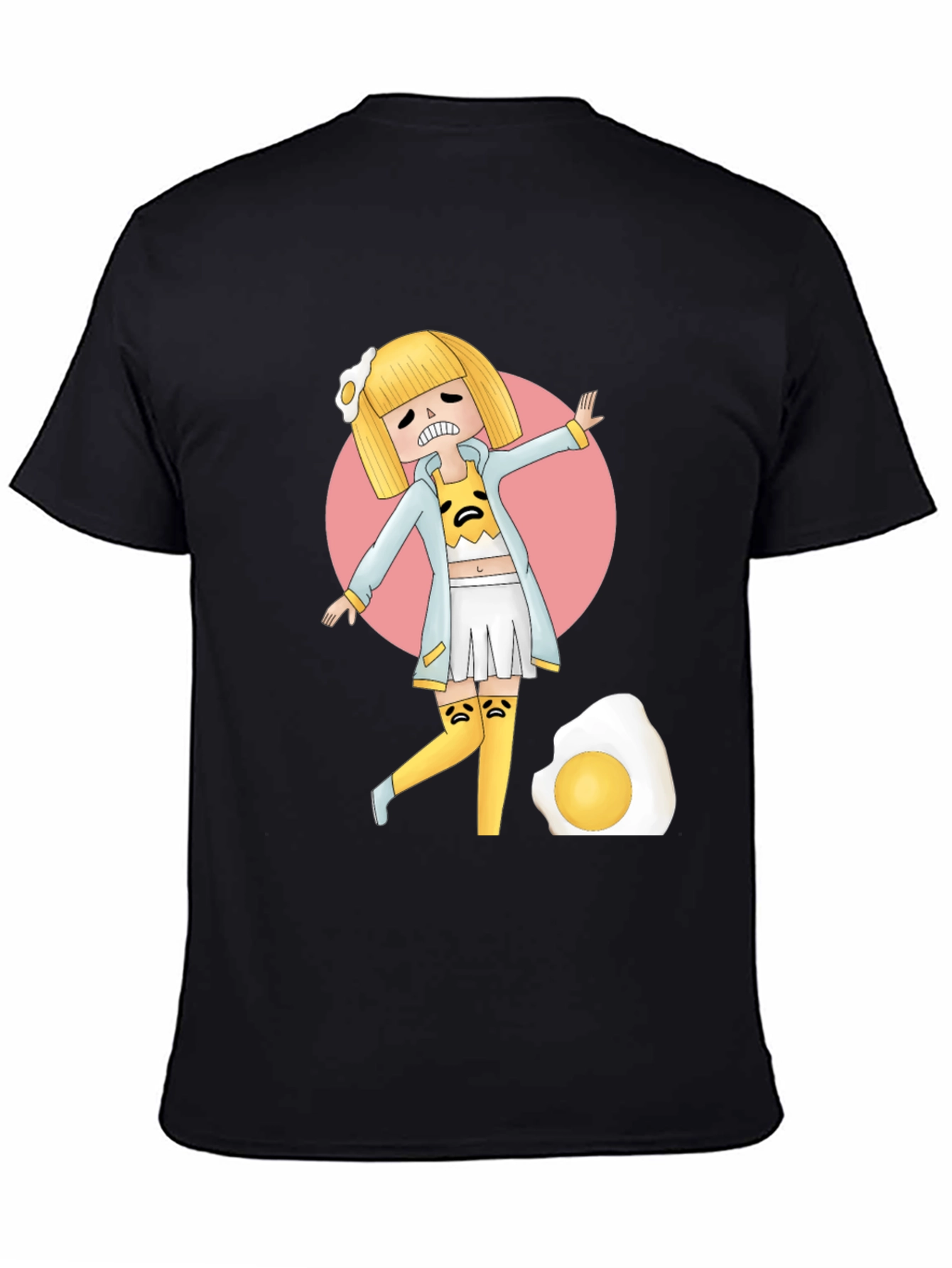 Gudetama Egg Girl Black T-Shirt