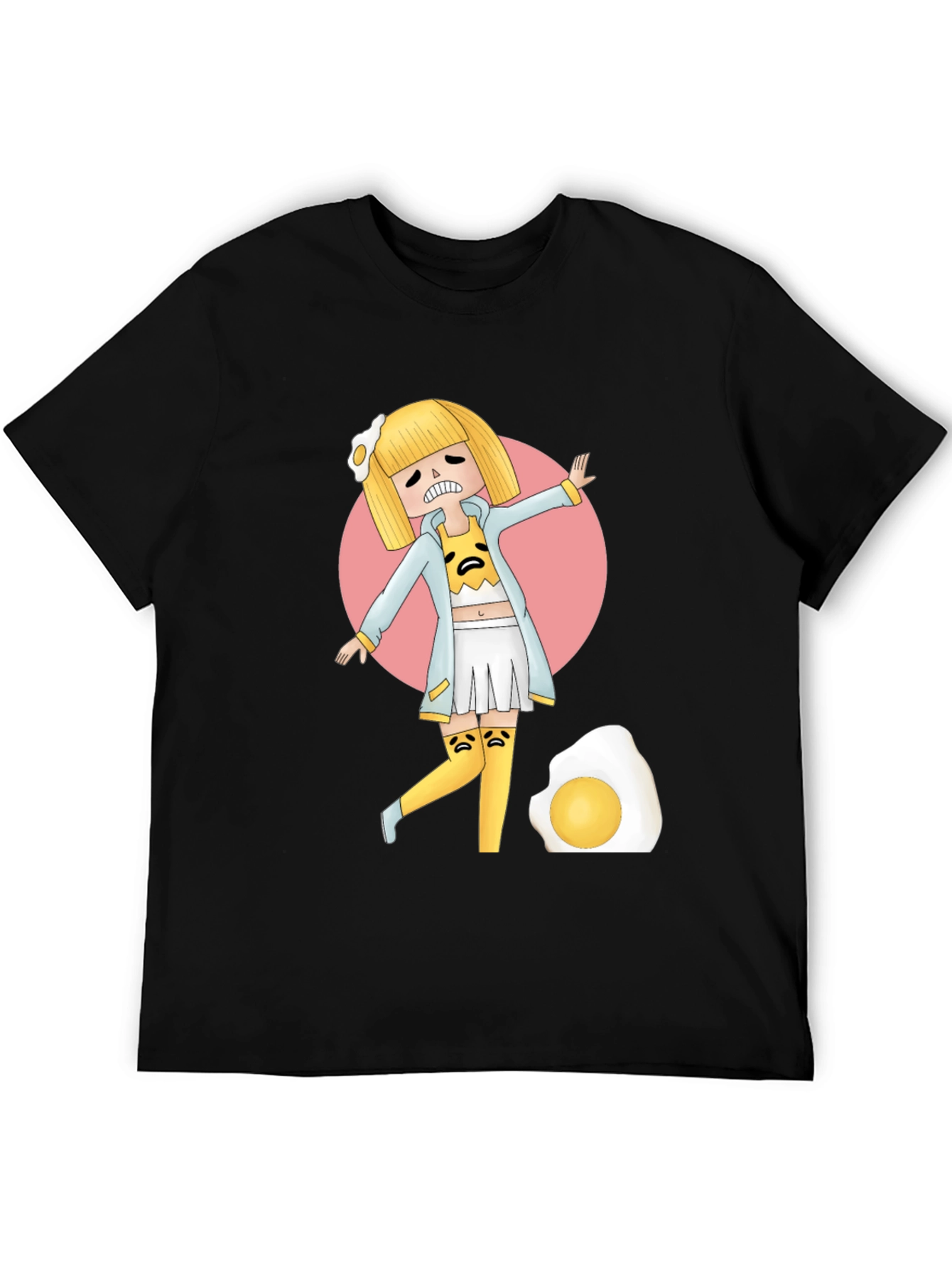Gudetama Egg Girl Black T-Shirt