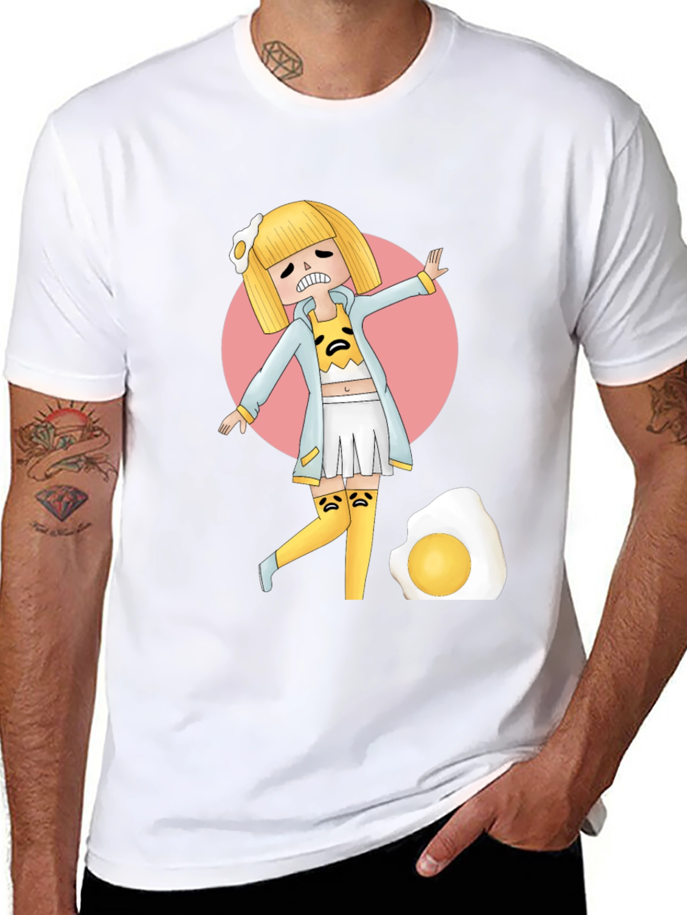 Gudetama Egg Girl Black T-Shirt