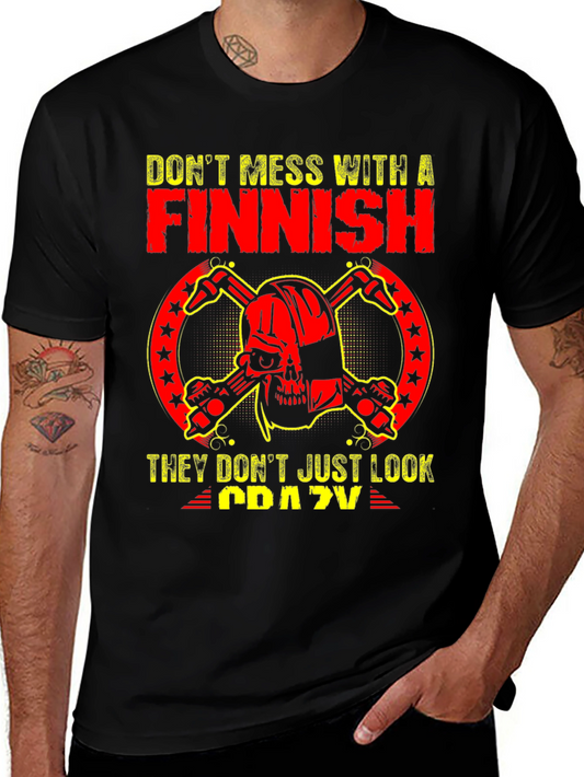 Finnish Crazy Graphic Tee - Black