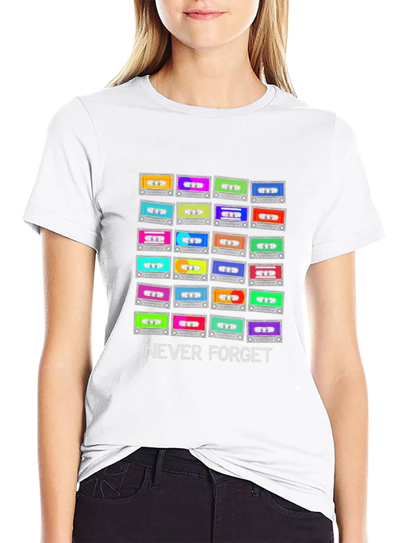 Retro Cassette Tape T-Shirt - Never Forget 80s/90s