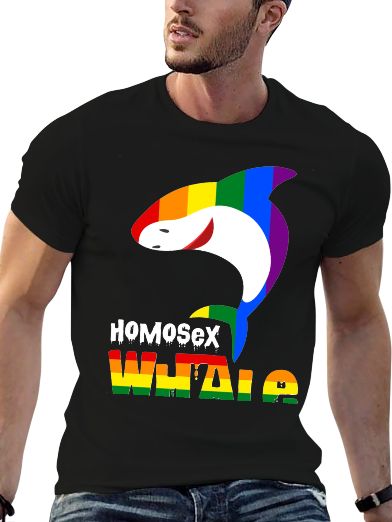 HomoSex Whale T-Shirt - Pride Rainbow Design