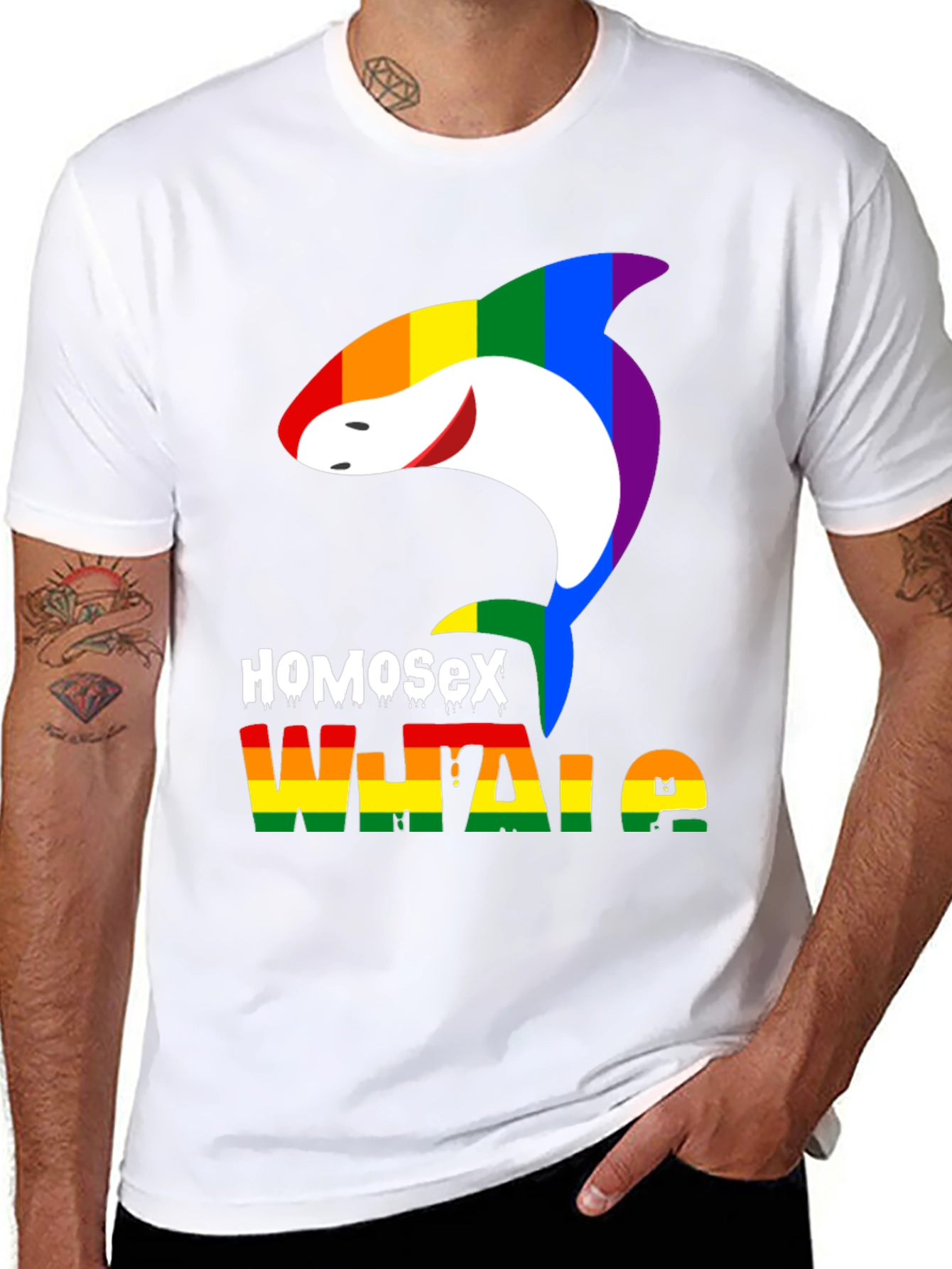 HomoSex Whale T-Shirt - Pride Rainbow Design