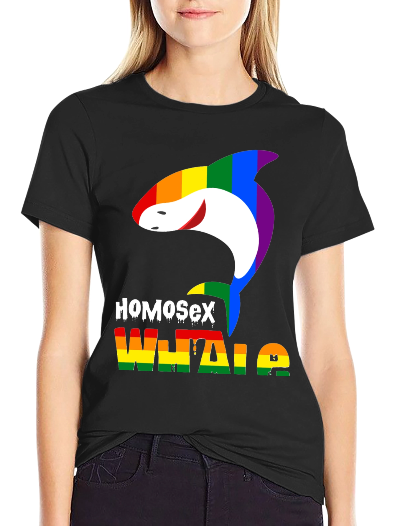 HomoSex Whale T-Shirt - Pride Rainbow Design