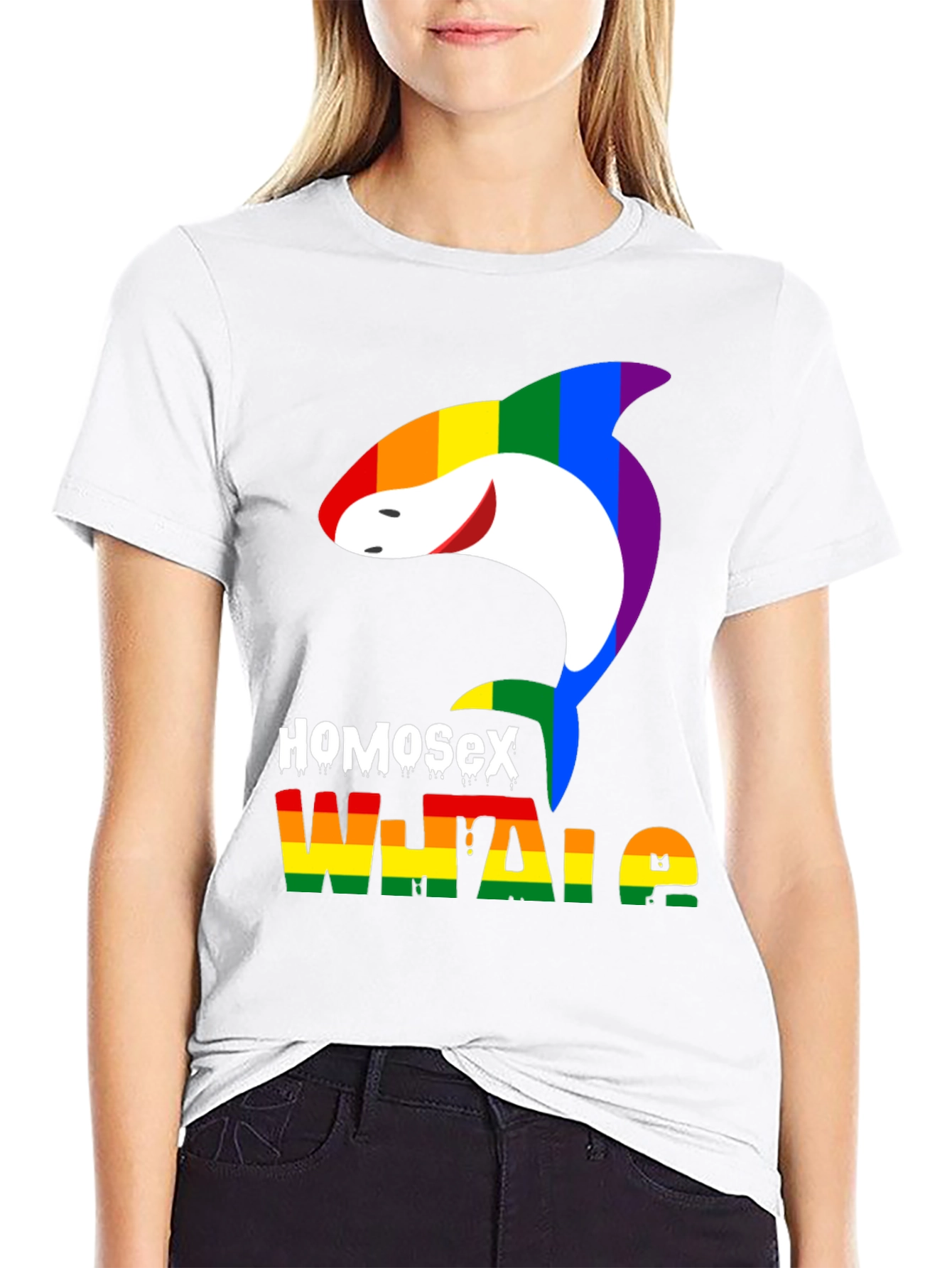 HomoSex Whale T-Shirt - Pride Rainbow Design