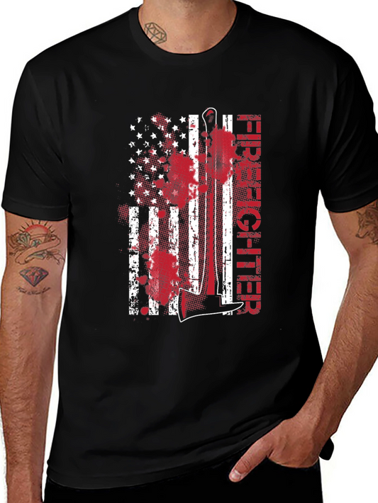 Firefighter American Flag Graphic Tee