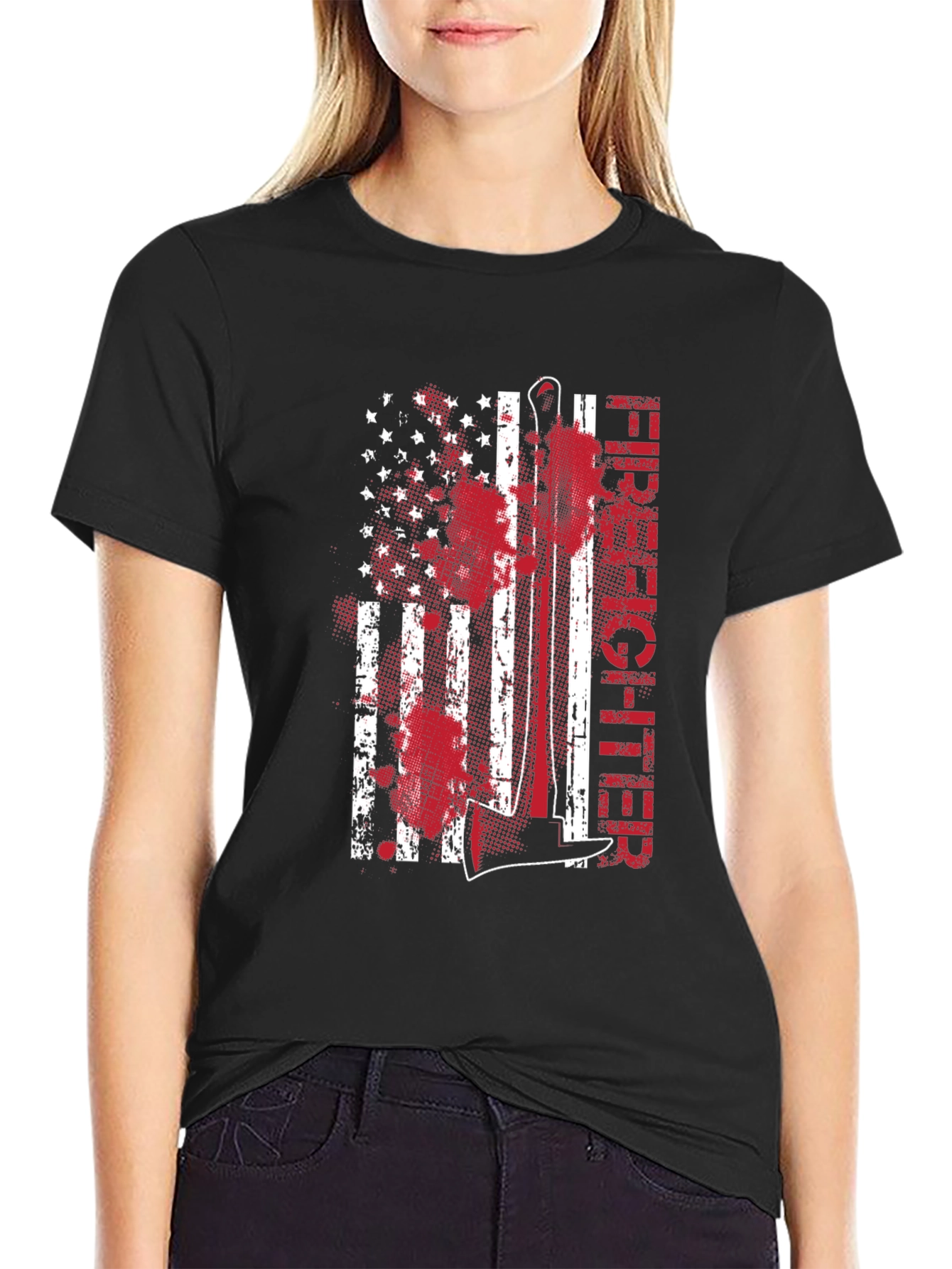 Firefighter American Flag Graphic Tee