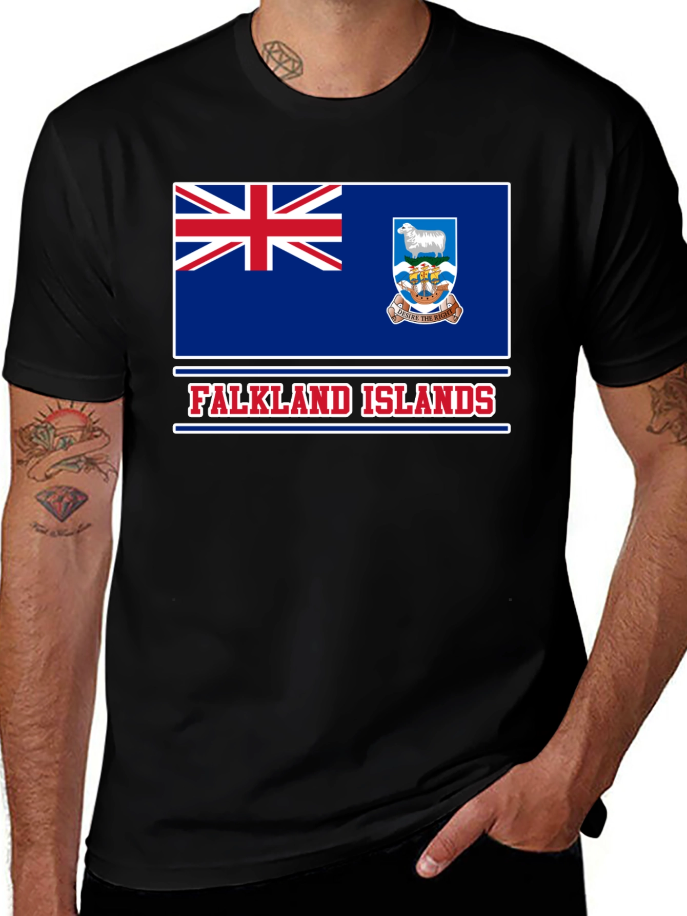 Falkland Islands Flag T-Shirt Patriotic Black Tee