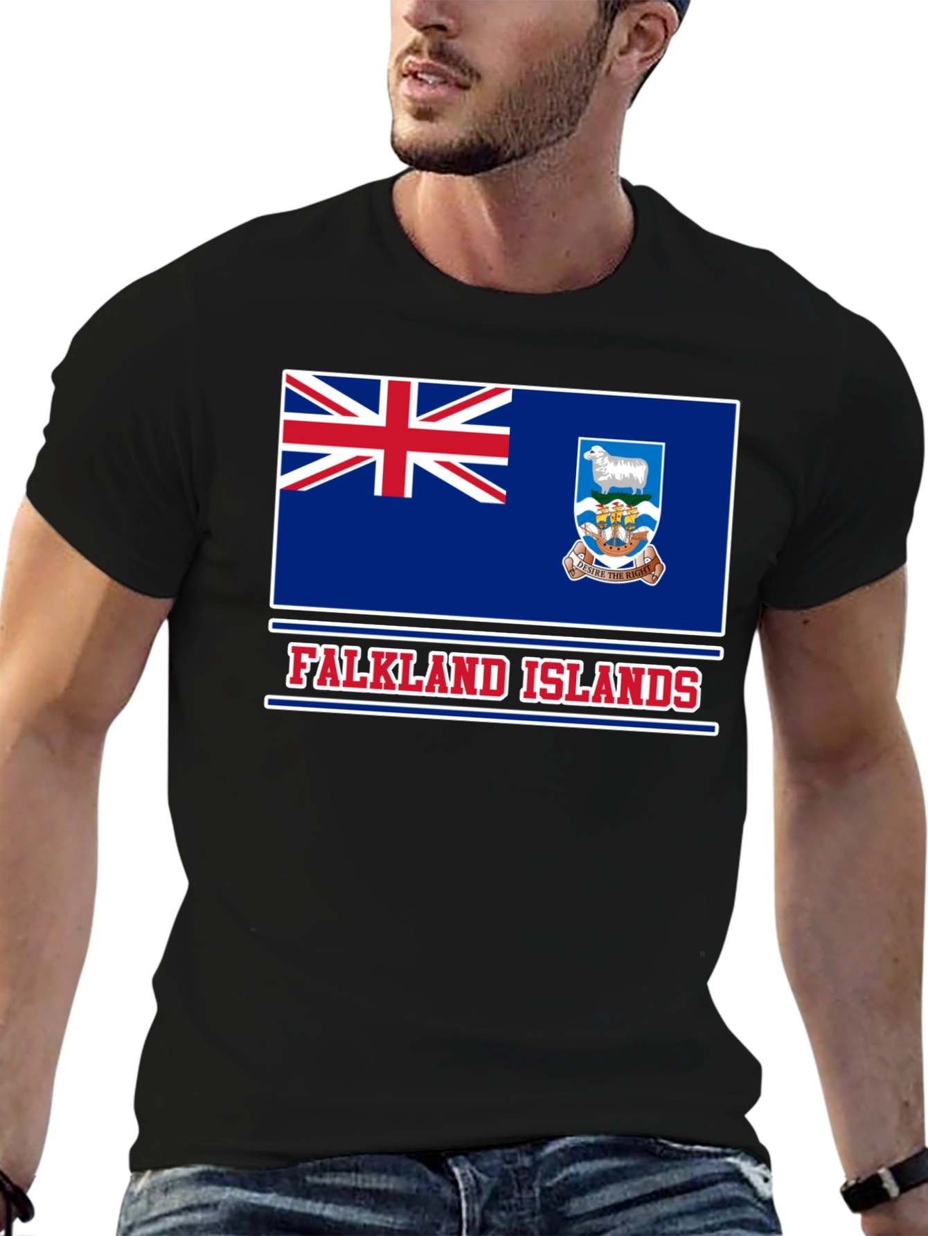 Falkland Islands Flag T-Shirt Patriotic Black Tee