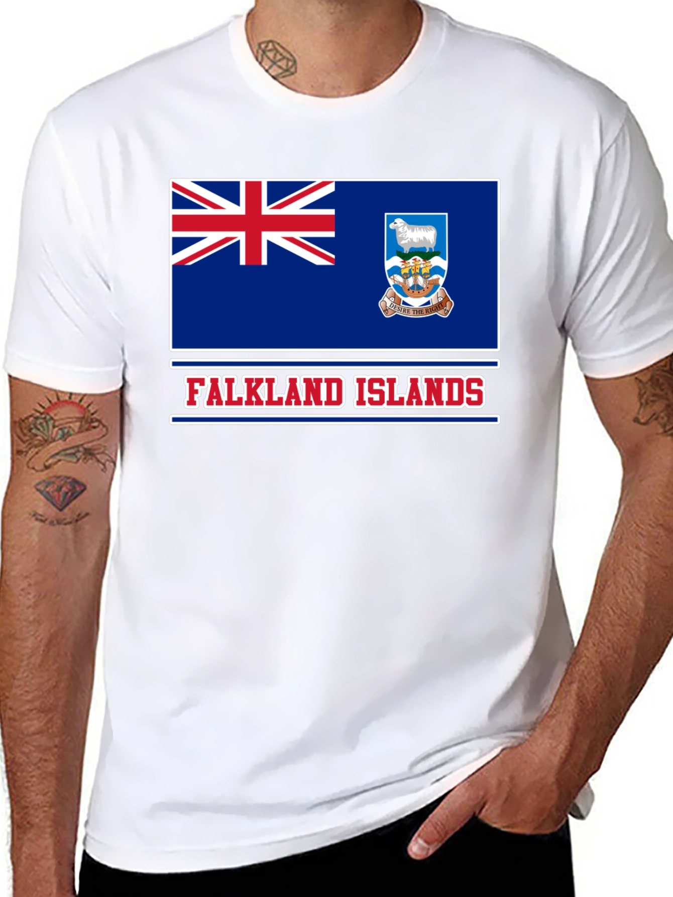 Falkland Islands Flag T-Shirt Patriotic Black Tee