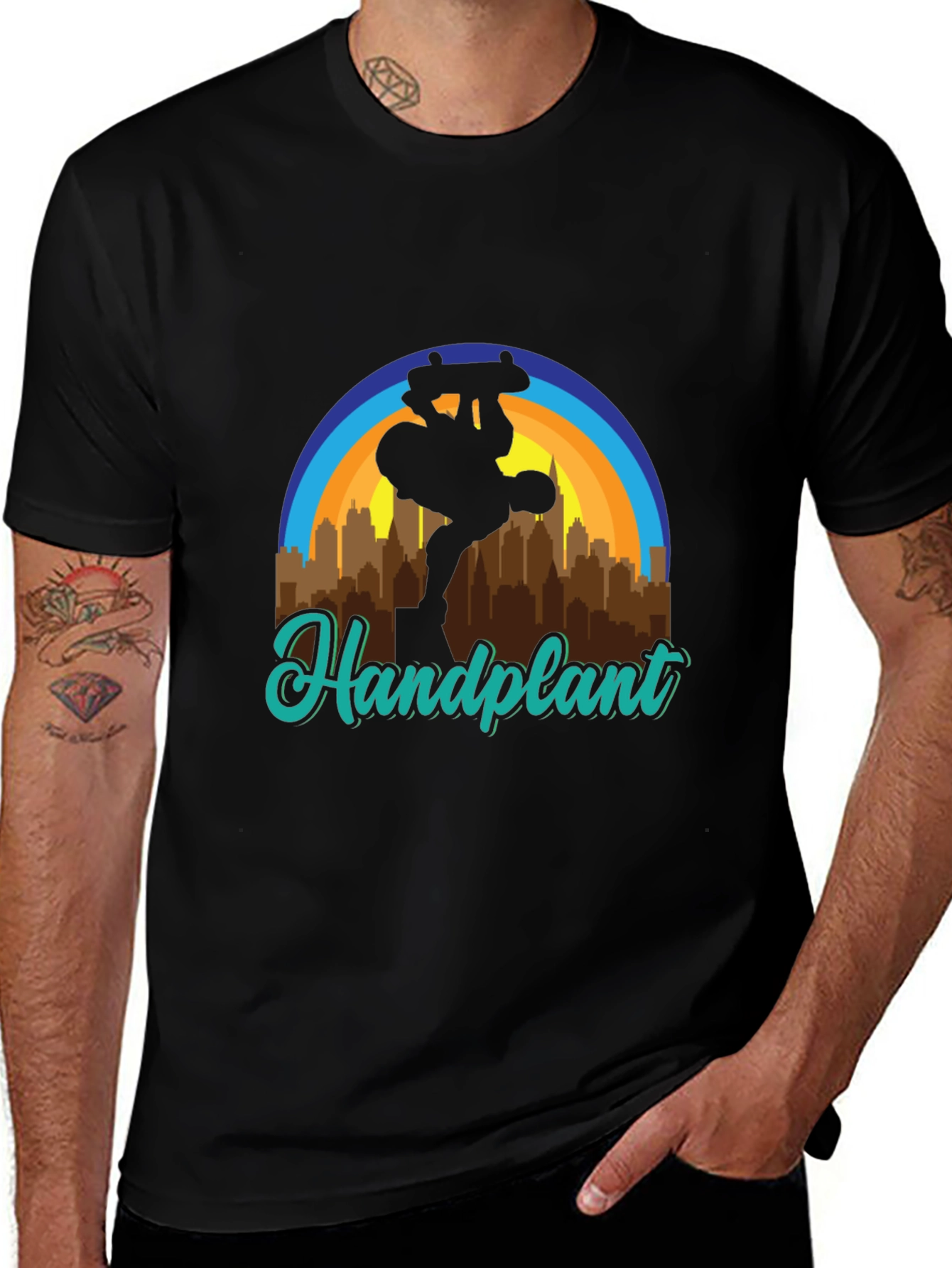 Handplant Skateboarder Graphic Tee - Urban Style