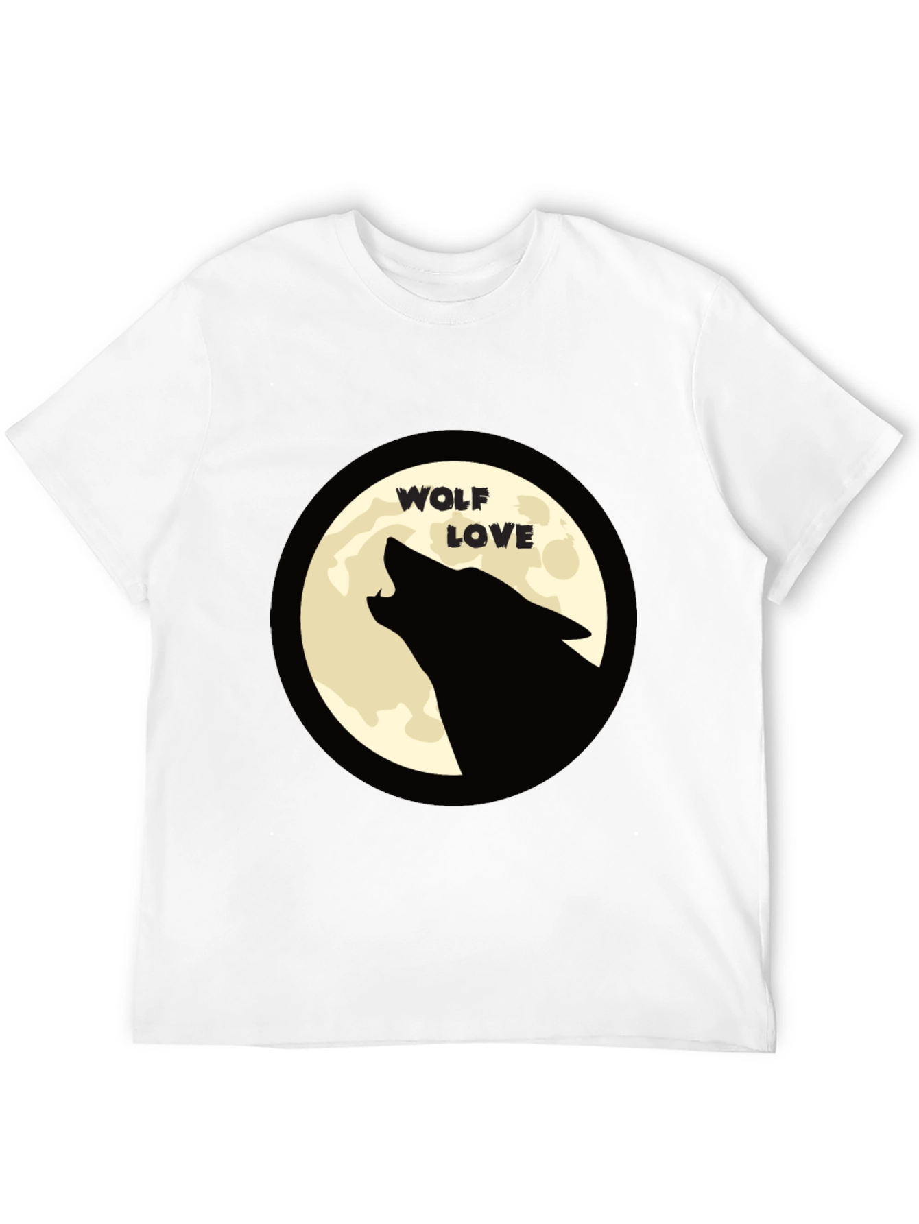 Wolf Love Moon Graphic T-Shirt - Black Crew Neck