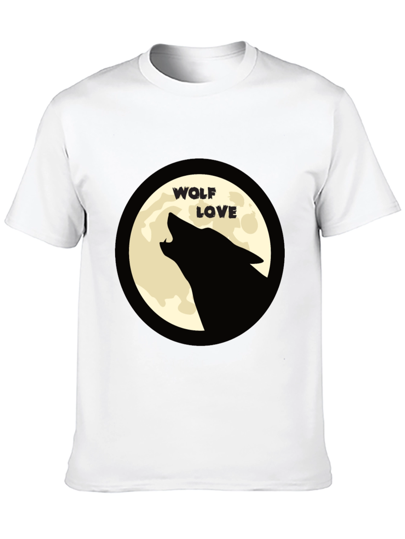 Wolf Love Moon Graphic T-Shirt - Black Crew Neck
