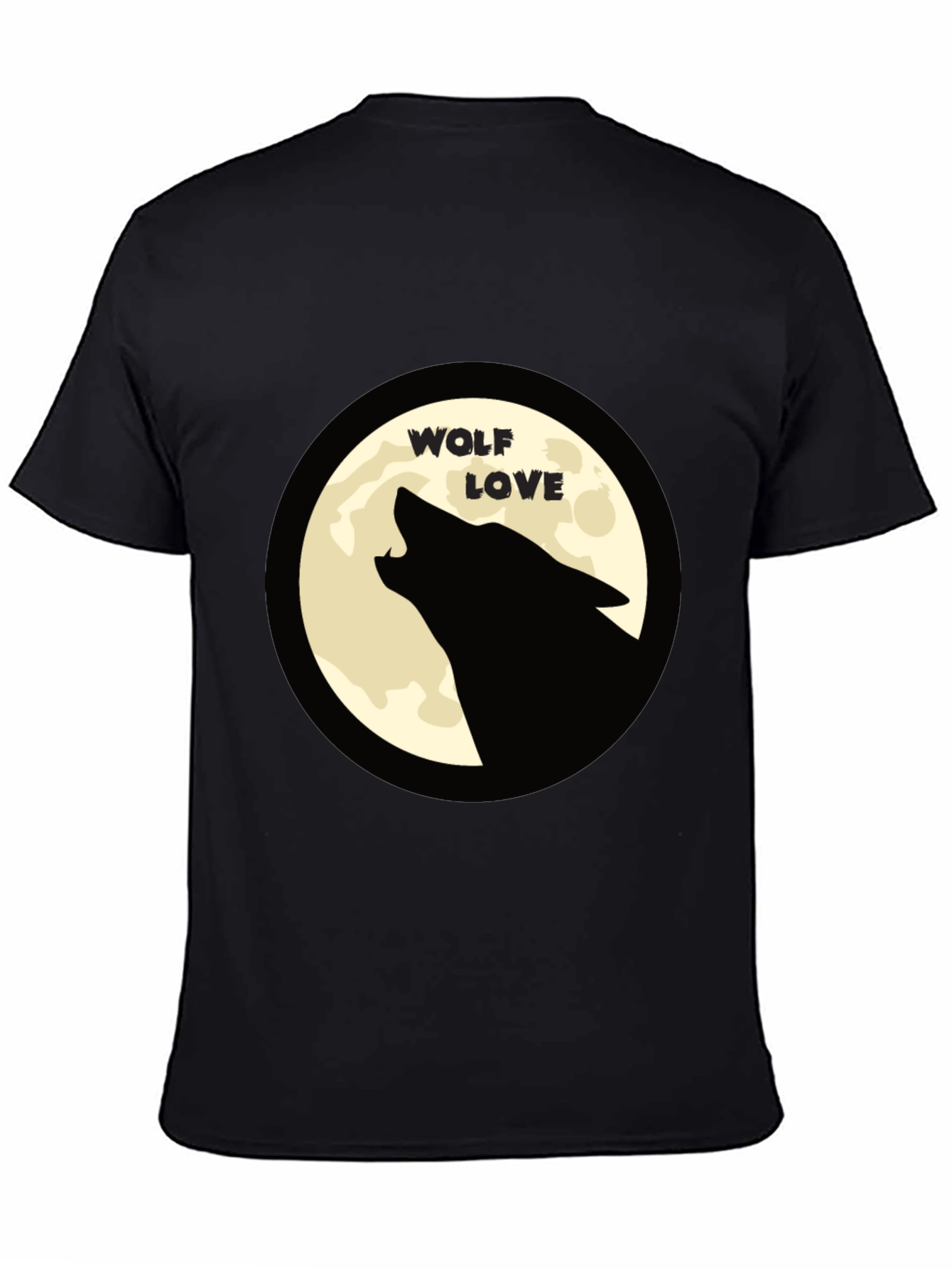 Wolf Love Moon Graphic T-Shirt - Black Crew Neck