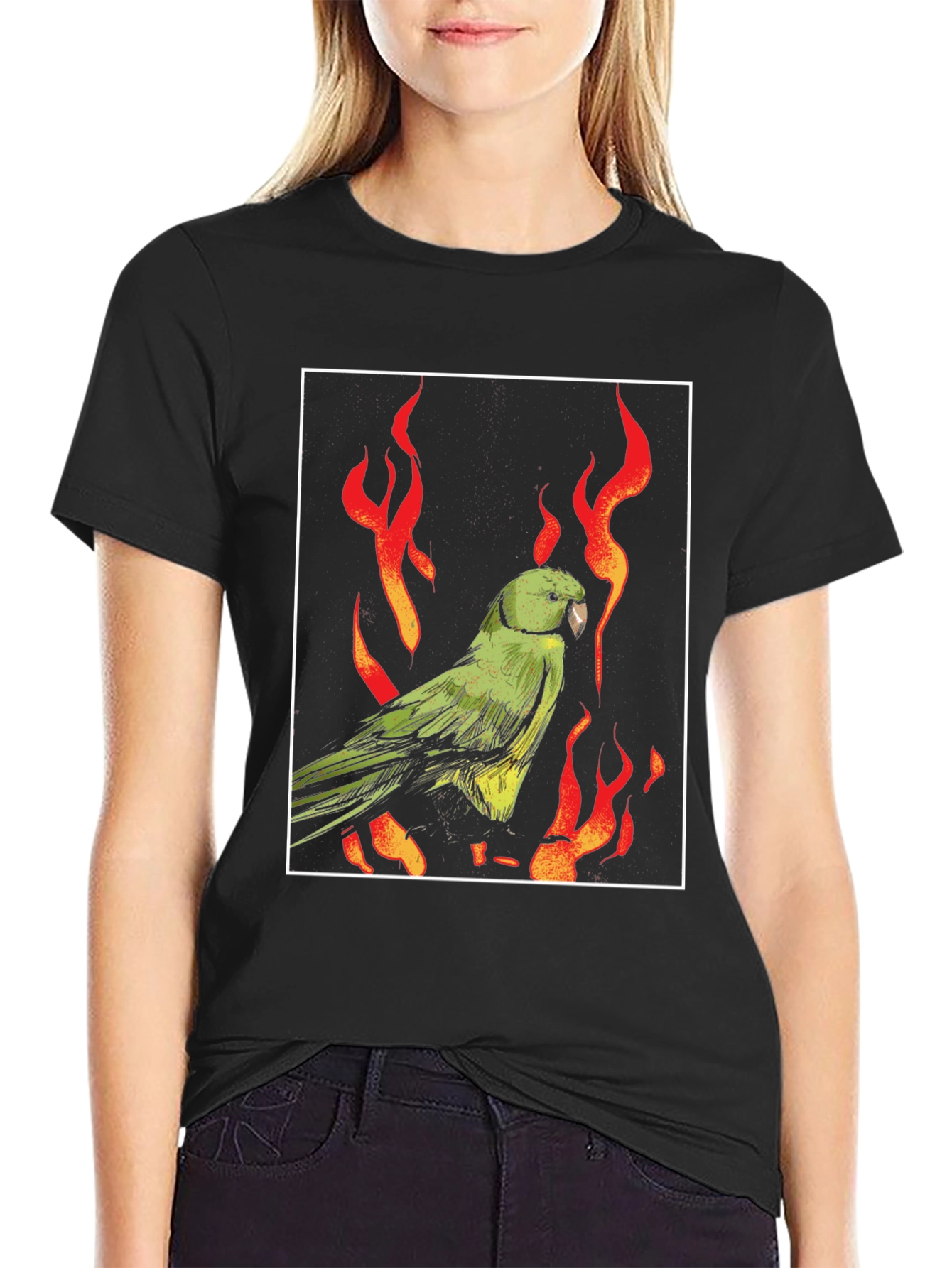 Parrot in Flames Graphic Tee