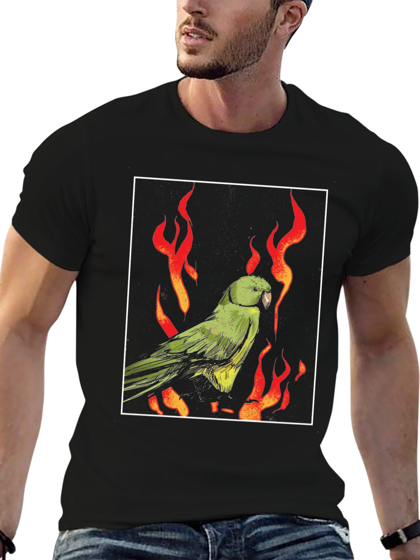 Parrot in Flames Graphic Tee