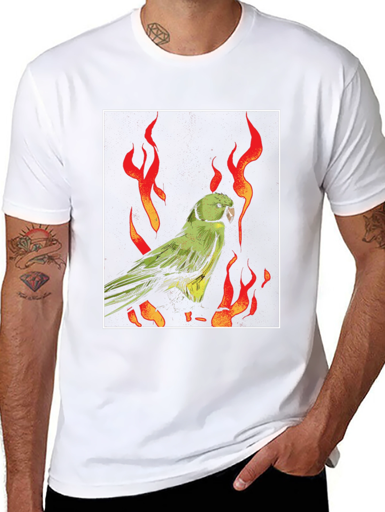 Parrot in Flames Graphic Tee