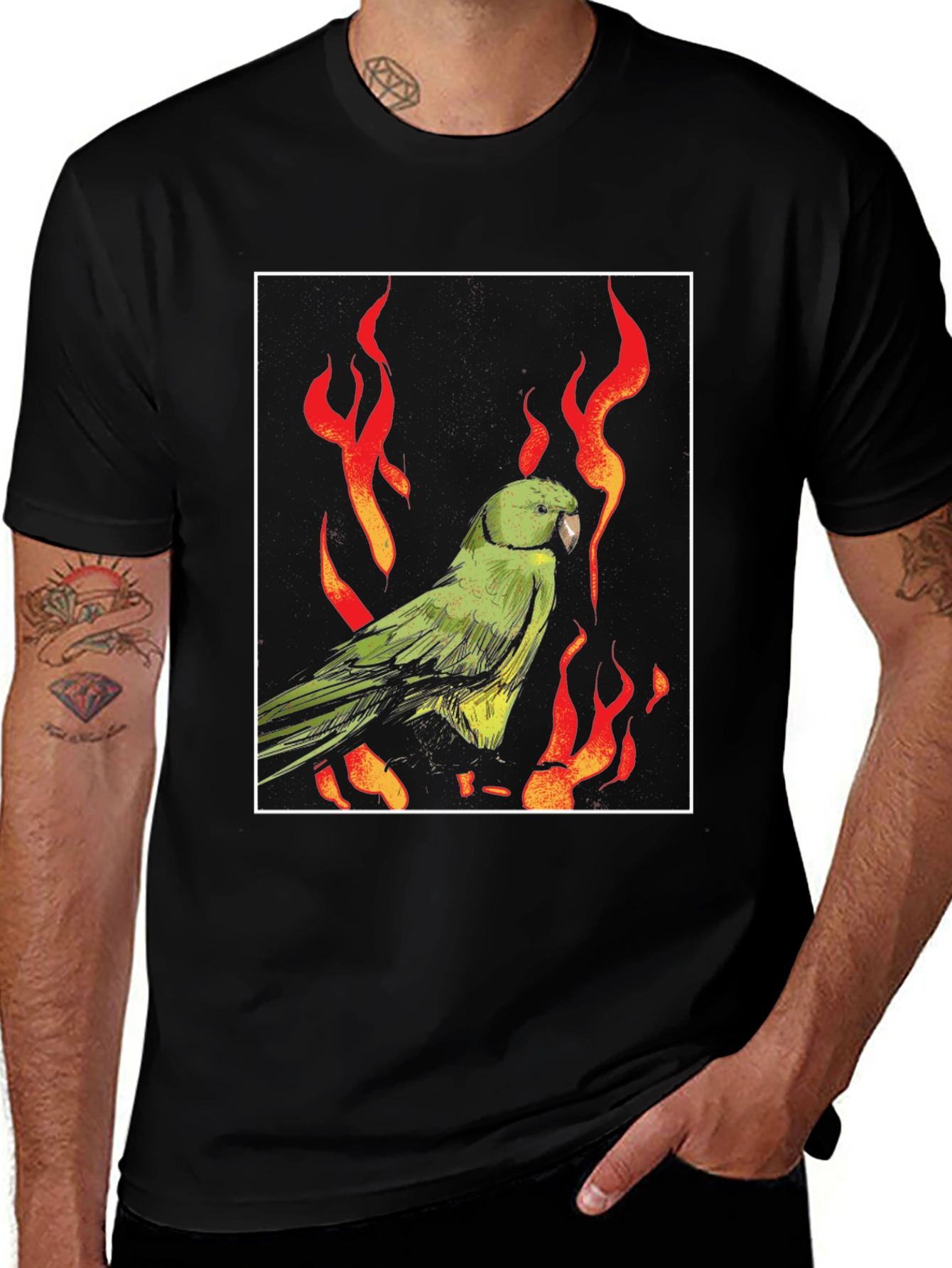 Parrot in Flames Graphic Tee