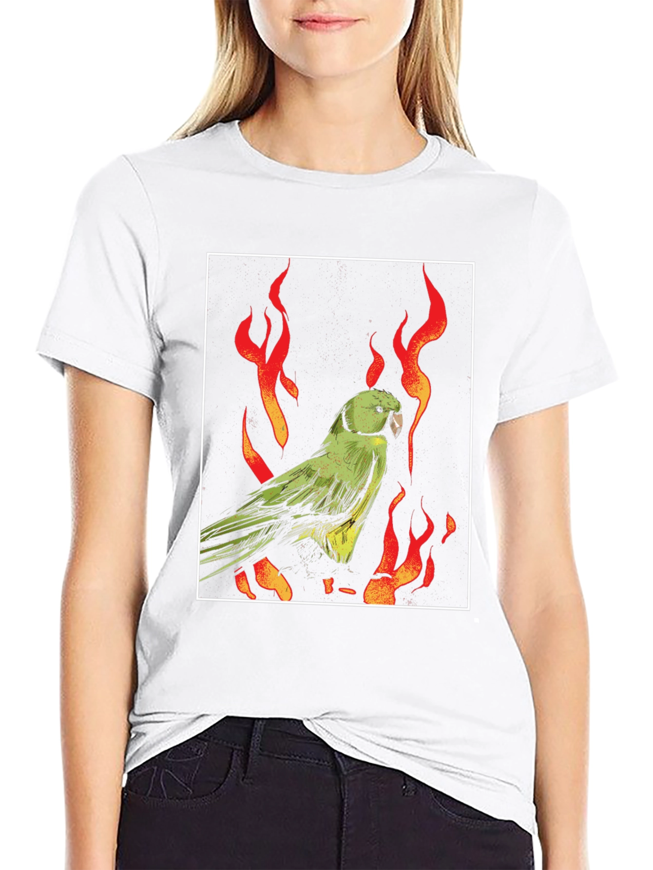 Parrot in Flames Graphic Tee