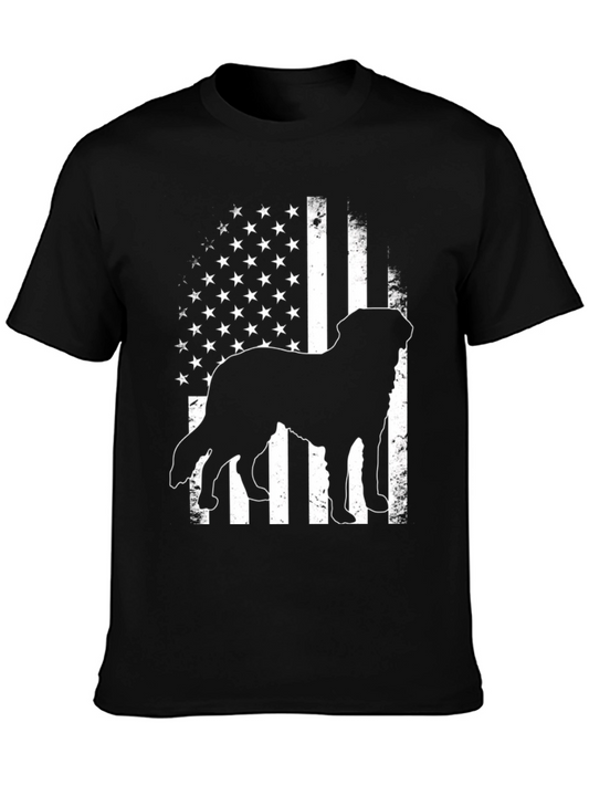 Dog Silhouette American Flag T-Shirt