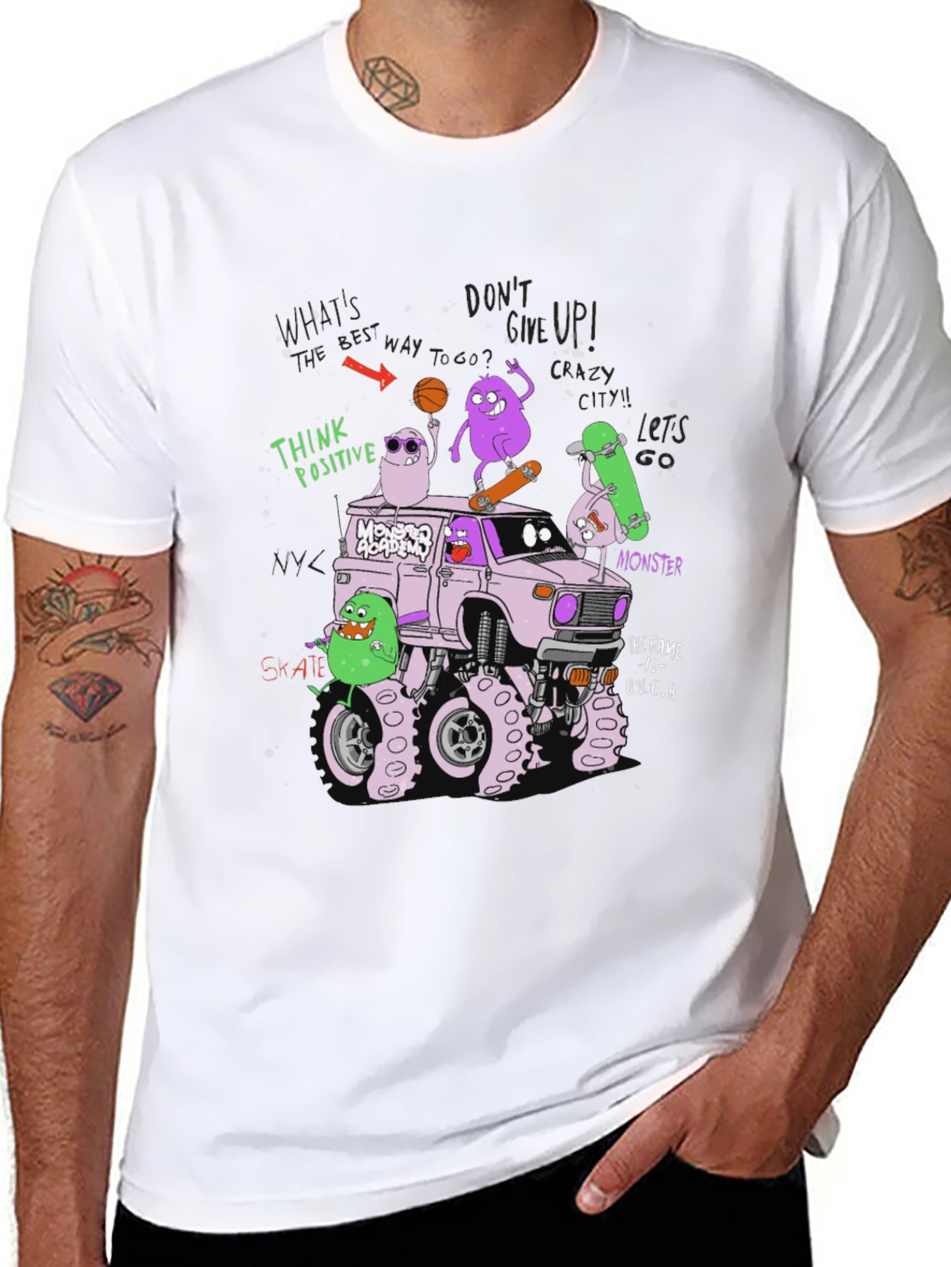 Monster Academy Graphic Tee - Think Positive Design