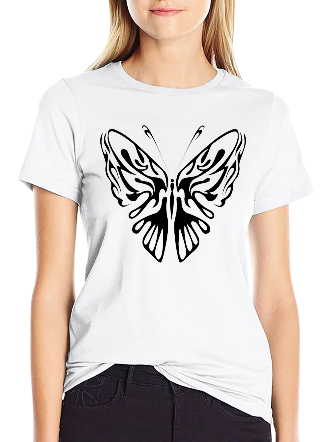 Butterfly Graphic Black T-Shirt Casual Wear