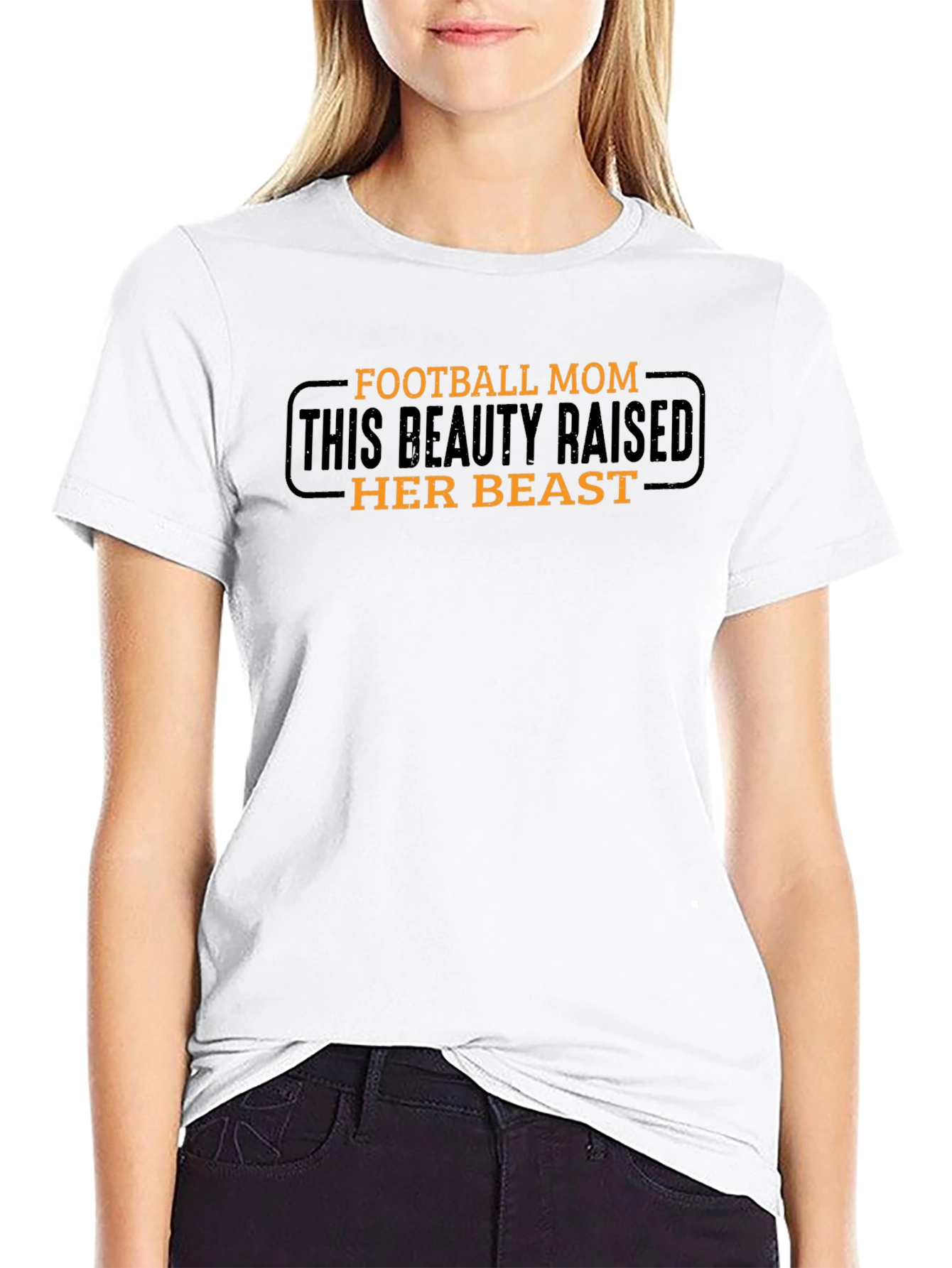 Football Mom Graphic T-Shirt - Raised Her Beast
