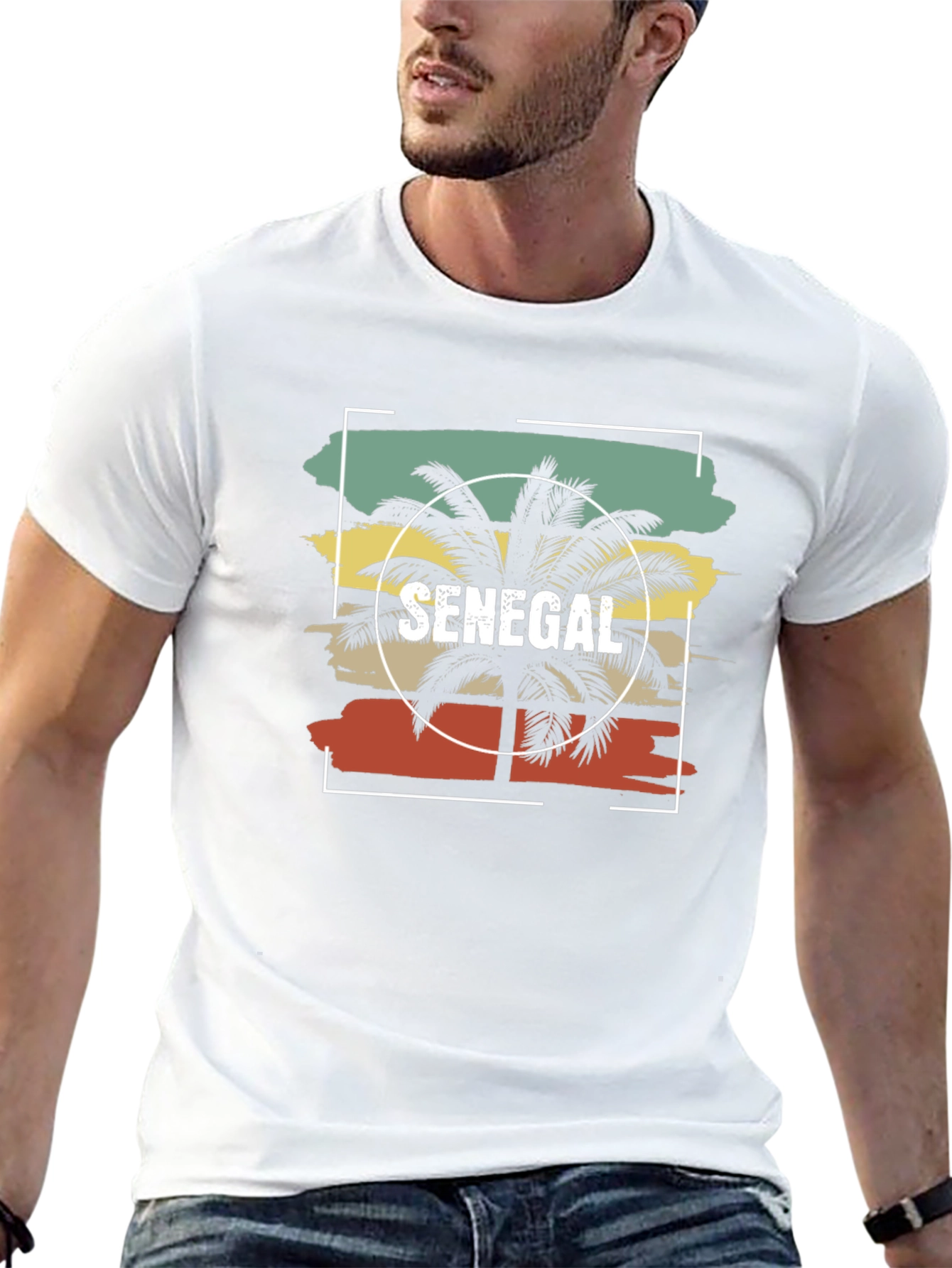 Senegal Palm Tree T-Shirt - Retro Sunset Design