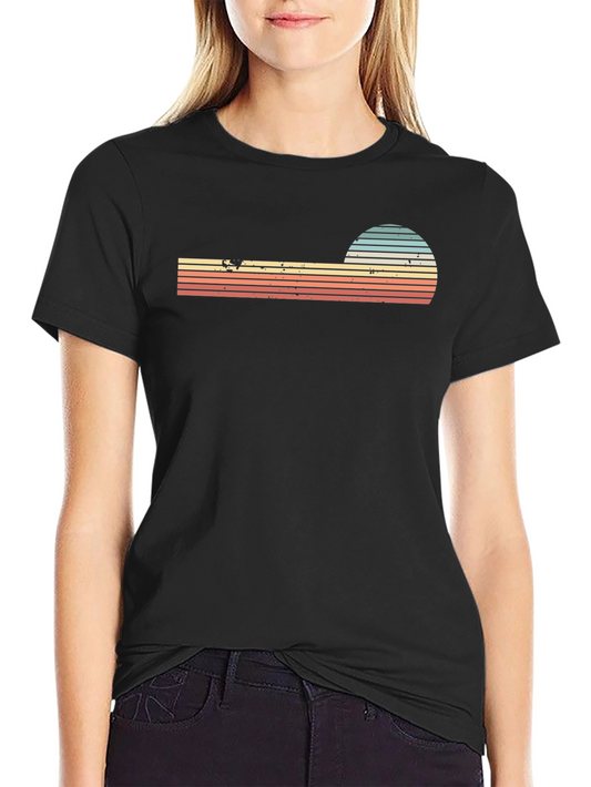 Retro Sunset Striped Graphic T-Shirt